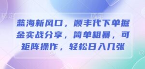 蓝海新风口，顺丰代下单掘金实战分享，简单粗暴，可矩阵操作，轻松日入几张-中创网_分享创业项目_助您在家赚钱