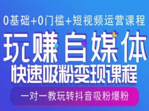 0基础+0门槛+短视频运营课程,玩赚自媒体快速吸粉变现课程,一对一教玩转抖音吸粉爆粉-中创网_分享创业项目_助您在家赚钱