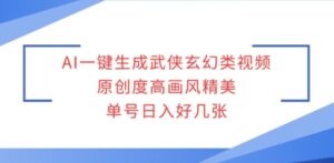 AI一键生成武侠玄幻类视频，原创度高画风精美，单号日入好几张-中创网_分享创业项目_助您在家赚钱