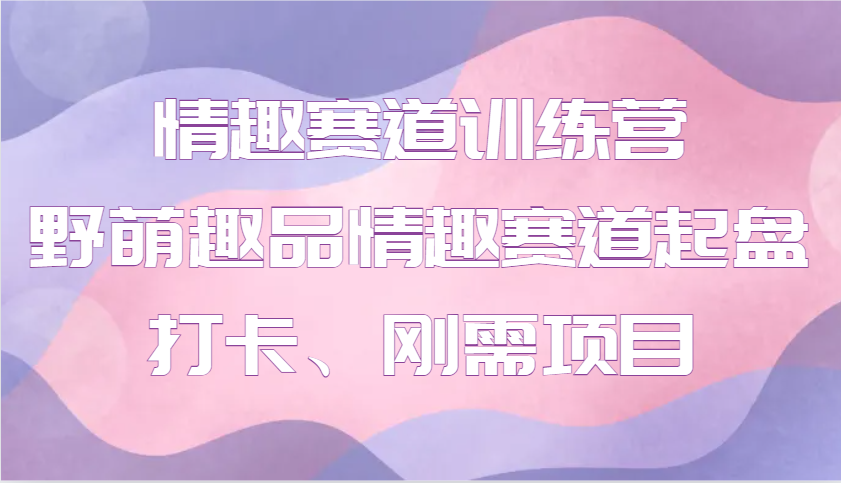 图片[1]-情趣赛道训练营 野萌趣品情趣赛道起盘打卡、刚需项目