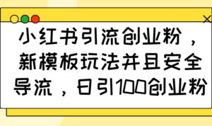(14053期)小红书引流创业粉,新模板玩法并且安全导流,日引100创业粉-中创网_分享创业项目_助您在家赚钱