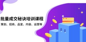 (13908期)批量成交秘诀培训课程,策划、招商、品宣、内容、运营等-中创网_分享创业项目_助您在家赚钱