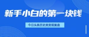 新手小白的第一块钱，今日头条历史类视频变现【复盘】-中创网_分享创业项目_助您在家赚钱