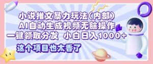2025小说推文暴力玩法(内部),AI自动生成视频无脑操作,一键领取分发,小白日入多张-中创网_分享创业项目_助您在家赚钱