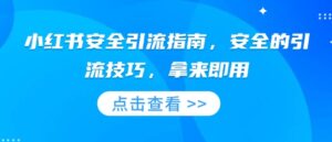 小红书安全引流指南,安全的引流技巧,拿来即用-中创网_分享创业项目_助您在家赚钱
