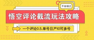 悟空评论截流玩法攻略，一个评论0.5.单号日产10可多号-中创网_分享创业项目_助您在家赚钱