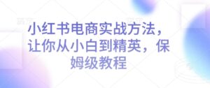 小红书电商实战方法，让你从小白到精英，保姆级教程-中创网_分享创业项目_助您在家赚钱