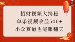招财视频大揭秘:单条视频收益500+,小众赛道也能挣翻天!-中创网_分享创业项目_助您在家赚钱