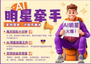 AI明星牵手,每天十分钟,带货、素材、分成都非常猛,发布就爆,月入过W,小白无脑冲-中创网_分享创业项目_助您在家赚钱