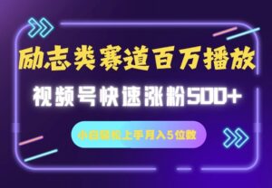 励志类赛道也能百万播放,快速涨粉500+视频号变现月入5位数-中创网_分享创业项目_助您在家赚钱