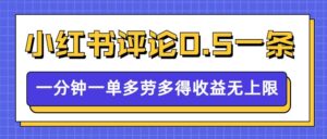 小红书留言评论,0.5元1条,一分钟一单,多劳多得,收益无上限-中创网_分享创业项目_助您在家赚钱