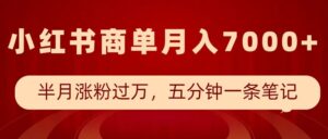 小红书商单最新玩法,半个月涨粉过万,五分钟一条笔记,月入7000+-中创网_分享创业项目_助您在家赚钱