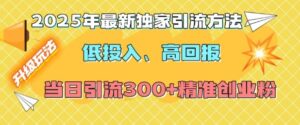 2025年最新独家引流方法，低投入高回报？当日引流300+精准创业粉-中创网_分享创业项目_助您在家赚钱
