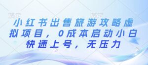 小红书出售旅游攻略虚拟项目，0成本启动小白快速上号，无压力-中创网_分享创业项目_助您在家赚钱