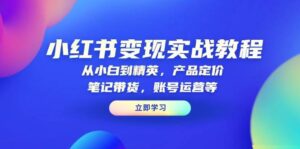 小红书变现实战教程:从小白到精英,产品定价,笔记带货,账号运营等-中创网_分享创业项目_助您在家赚钱