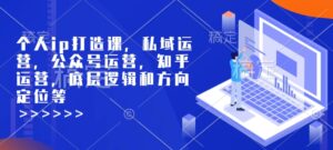 个人ip打造课，私域运营，公众号运营，知乎运营，底层逻辑和方向定位等-中创网_分享创业项目_助您在家赚钱
