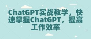 ChatGPT实战教学,快速掌握ChatGPT,提高工作效率-中创网_分享创业项目_助您在家赚钱