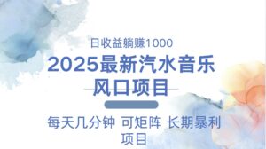 （13894期）2025最新汽水音乐躺赚项目 每天几分钟 日入1000＋-中创网_分享创业项目_助您在家赚钱