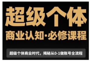 超级个体商业认知觉醒视频课,商业认知·必修课程揭秘从0-1账号全流程-中创网_分享创业项目_助您在家赚钱