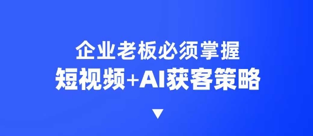 企业短视频AI获客霸屏流量课，6步短视频+AI突围法，3大霸屏抢客策略-中创网_分享创业项目_助您在家赚钱