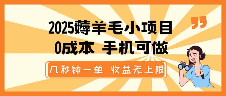 2025撸羊毛小程序，0成本费 手机能做，几秒一单，盈利无限制-中创网_分享创业项目_助您在家赚钱