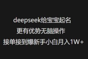 deepseek给宝宝起名字更具优势没脑子实际操作接单子收到爆新手入门月入1W-中创网_分享创业项目_助您在家赚钱