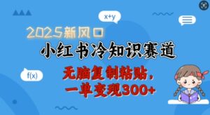 2025新蓝海,小红书的冷门知识跑道,没脑子拷贝,一单转现300-中创网_分享创业项目_助您在家赚钱
