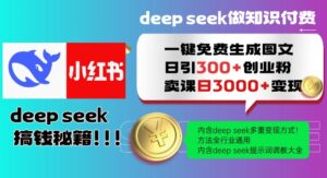 Deepseek一键完全免费形成小红书的图文并茂日引300 自主创业粉,日转现好几张实例教程,方式整个行业通用性!-中创网_分享创业项目_助您在家赚钱