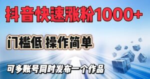 抖音视频迅速涨1000 粉，成本低使用方便，可多账号同时发布一个作品-中创网_分享创业项目_助您在家赚钱
