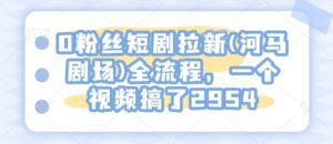 0粉丝们短剧剧本引流(小河马剧院)全过程,一个视频做了2954-中创网_分享创业项目_助您在家赚钱