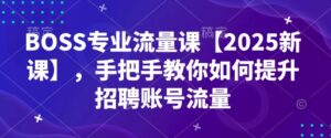 BOSS技术专业总流量课【2025新授课】，教你如何怎样提高招骋账户总流量-中创网_分享创业项目_助您在家赚钱