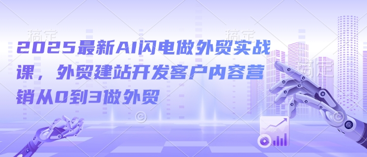 2025全新AI雷电做跨境电商实战演练课，外贸网站建设寻找客户内容运营从0到3做跨境电商-中创网_分享创业项目_助您在家赚钱