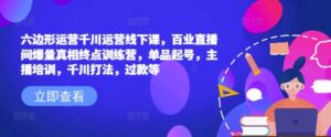 六边形运营千川运营线下课，百业直播间爆量真相终点训练营，单品起号，主播培训，千川打法，过款等-中创网_分享创业项目_助您在家赚钱