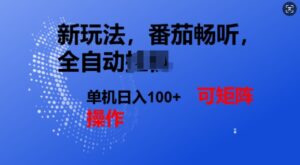 番茄畅听自动式新模式,完成了单机版日入1张,可引流矩阵-中创网_分享创业项目_助您在家赚钱