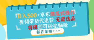 (14123期)日入500 京东商城可视化操作,短视频带货代运营公司,不用选款视频剪辑就能轻松躺着赚钱-中创网_分享创业项目_助您在家赚钱