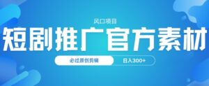 蓝海项目,短剧剧本营销推广,官方网网络资源,必过原创设计视频剪辑,日入3张-中创网_分享创业项目_助您在家赚钱