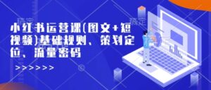 小红书运营课(图文并茂 小视频)基本标准、方案策划精准定位、总流量登陆密码-中创网_分享创业项目_助您在家赚钱