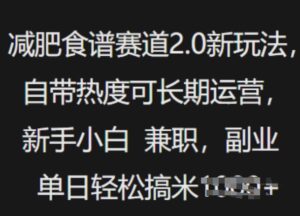 减肥食谱赛道2.0新玩法，自带热度可长期运营，新手小白，兼职副业单日轻松多张-中创网_分享创业项目_助您在家赚钱