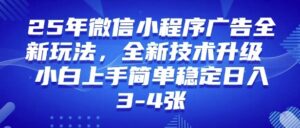 25年小程序全新玩法纯小白上手快,平稳日入好几张,技术性升级版,独家首发-中创网_分享创业项目_助您在家赚钱