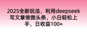 2025全新玩法,运用deepseek发表文章做头条,新手快速上手,日盈利100-中创网_分享创业项目_助您在家赚钱