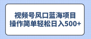 (14276期)视频号风口蓝海项目,操作简单轻松日入500+-中创网_分享创业项目_助您在家赚钱