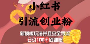 小红书引流自主创业粉,新模版游戏玩法而且安全性引流,日引100 自主创业粉-中创网_分享创业项目_助您在家赚钱