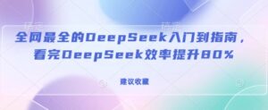 更新最快的DeepSeek入门到手册，看了DeepSeek效率提高80%(建议收藏)-中创网_分享创业项目_助您在家赚钱