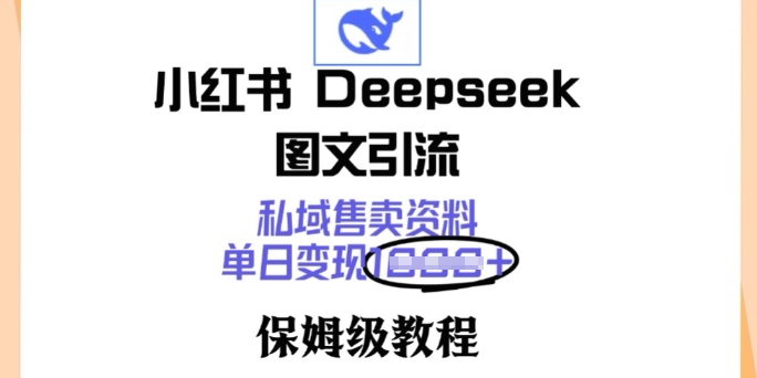 小红书Deepseek图文引流,私域售卖资料,单日变现多张,保姆级教程