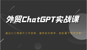 出口外贸ChatGPT实战演练课,根据AI专用工具提高工作效率,防止恶性竞争,轻松拿下国外股票大单!-中创网_分享创业项目_助您在家赚钱