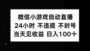微信小程序全自动直播间，24h直播间不违规 防封号，当日见盈利 日入100-中创网_分享创业项目_助您在家赚钱