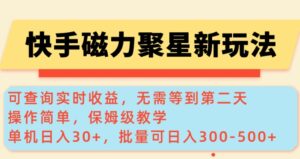 快手磁力新模式,可以查询即时盈利,单机版30 ,大批量可日入3到5张【揭密】-中创网_分享创业项目_助您在家赚钱