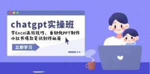 chatgpt实战演练班,学Excel高效率方法,自动化技术PPT制做,小红书爆款手记写作秘笈-中创网_分享创业项目_助您在家赚钱
