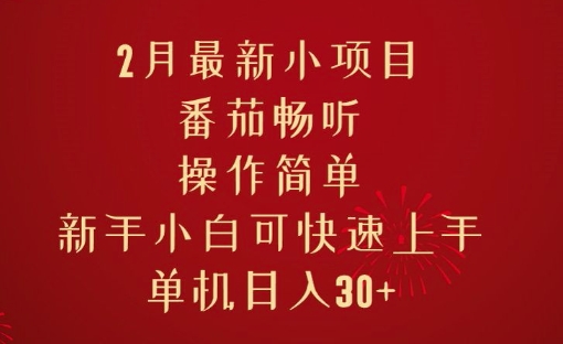 2月最新小项目，番茄畅听，操作简单，新手小白可快速上手，单机日入30+-中创网_分享创业项目_助您在家赚钱