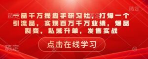 一品一定股票操盘手研习社,打穿一个引流品,完成上百万一定销售业绩,爆款裂变式,公域升单,开售实战演练-中创网_分享创业项目_助您在家赚钱